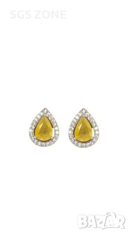 сребърни обеци с рубини и син сапфири, желт сапфири , снимка 2 - Обеци - 51759004