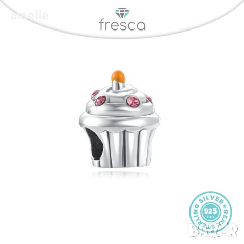 Промо -30%! Талисман Fresca по мoдел тип Pandora Пандора сребро 925 My Lovely Cake. Колекция Amélie, снимка 1 - Гривни - 39928744