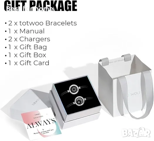 TOTWOO Sun and Moon- гривни за влюбени- Дизайнерска серия, снимка 6 - Смарт гривни - 48146797