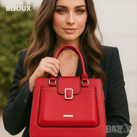 Дамска стилна чанта с метален акцент, снимка 12 - Чанти - 53217449