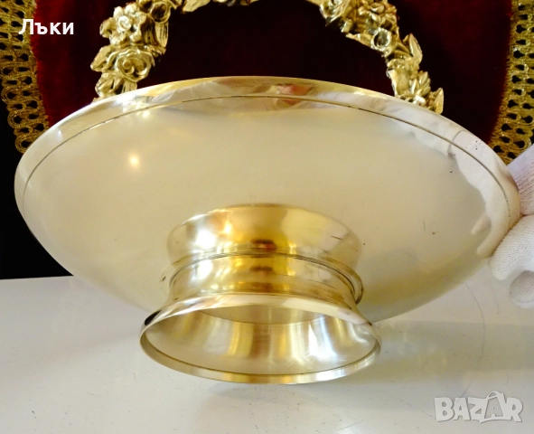 Повдигната бронзова фруктиера,картина цветен клетъчен емайл. , снимка 3 - Антикварни и старинни предмети - 52257715