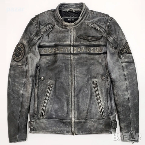 Harley Davidson Spencer Оригинално Кожено Яке Износен Захабен Изцапан Ефект M