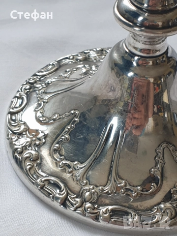 Масивен посребрен свещник, снимка 2 - Антикварни и старинни предмети - 51557305