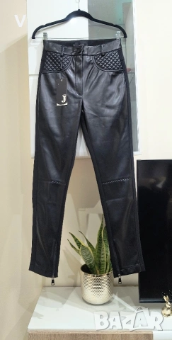 Дамски черен кожен панталон клин Junona Юнона топ бюстие риза блуза боди