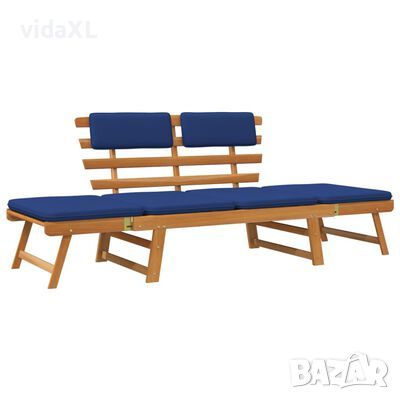 vidaXL Градинска пейка с възглавници 2-в-1, 190 см, акация масив(SKU:42647, снимка 1 - Градински мебели, декорация  - 45483324