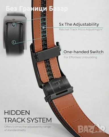 Нов Елегантен мъжки колан от естествена кожа автоматична катарама, снимка 4 - Колани - 53825606