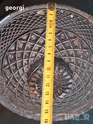 масивна кристална фасетирана ваза със столче Bohemia , снимка 12 - Вази - 54164030