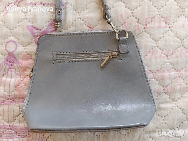 Vera pelle малка сива чанта естествена кожа , снимка 5 - Чанти - 50734547
