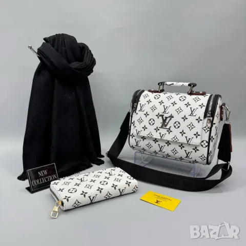 дамски комплект чанта, портфейл и шал louis vuitton , снимка 8 - Чанти - 48243364