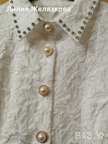 Дамска нова риза,красива,за празник,с еластан,гр обиколка 55см,дължина ,64см, снимка 4 - Ризи - 52674284