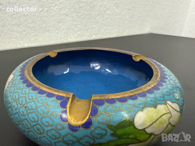 Китайски пепелник от клоазон, цветен, като нов. №7608, снимка 3 - Антикварни и старинни предмети - 52373822