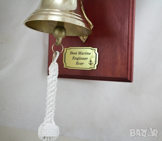 401 Корабен часовник и корабна камбана на махагонова поставка, снимка 7 - Колекции - 54021980