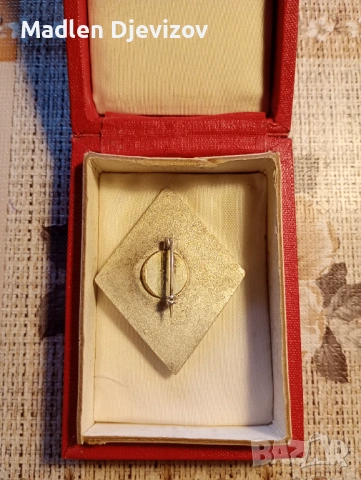 Златна и сребърна значка на ромб с кутийки, снимка 3 - Пръстени - 53479038