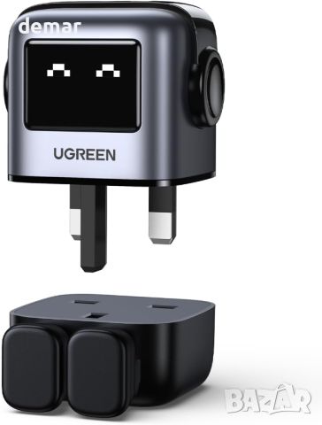 UGREEN RG 65W USB C зарядно устройство, Nexode 3-портов робот GaN, черно