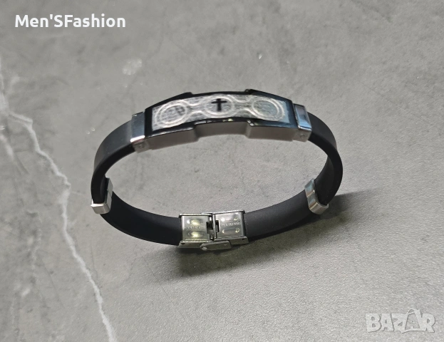 Мъжка гривна - неръбдаема стомана и силикон 