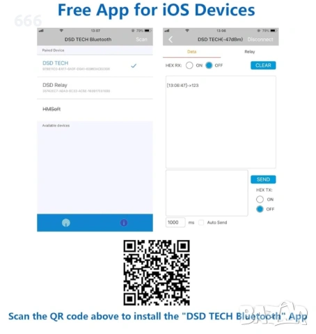 DSD TECH DSD TECH HM-19 Bluetooth 5.0 BLE модул с чип CC2640R2F за Arduino, снимка 7 - Друга електроника - 53572990