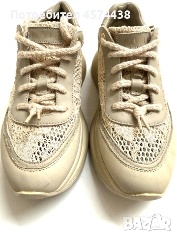 Оригинални Кожени Кецове Daris с Дантела Бежови, снимка 2 - Кецове - 52794378