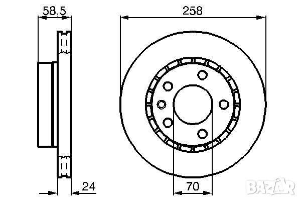 Диск спирачен преден дeсен/ляв за OPEL OMEGA A 1.8-2.4 09.86-04.94г.№ O1091V, снимка 3 - Части - 50698670