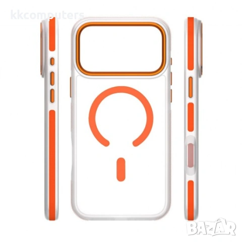 Кейс Etteri Icy Mag case, За iPhone 17 Pro Max (6.9), Оранжев и Протектор, снимка 3 - Калъфи, кейсове - 54203467