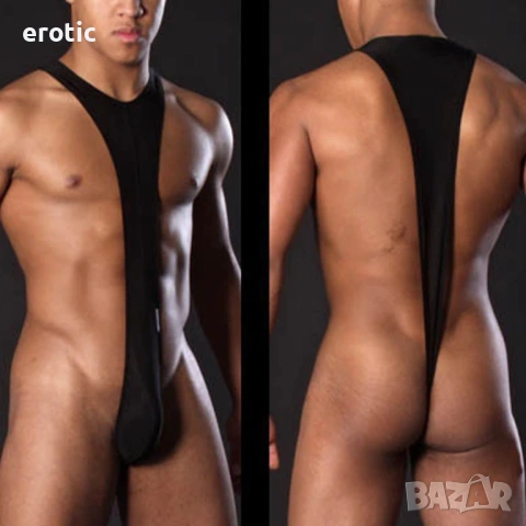 Еротично мъжко бельо, секси мъжко боди с презрамки без гръб - Код: КМ-300