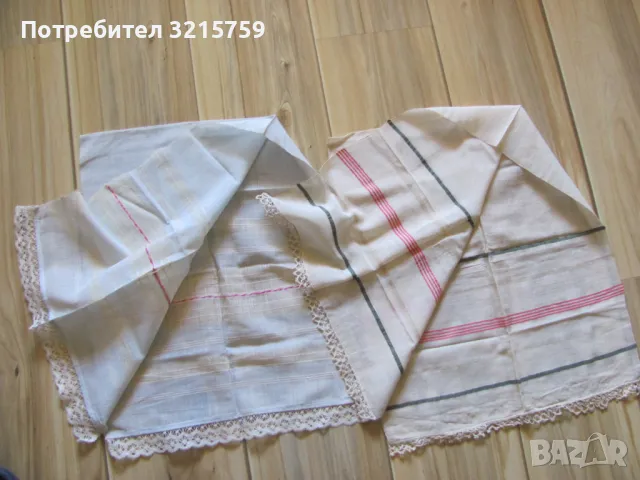 19в. кърпа, месал, ръчно тъкан кенар , дантела, 96х36см./2бр, снимка 2 - Антикварни и старинни предмети - 50421297