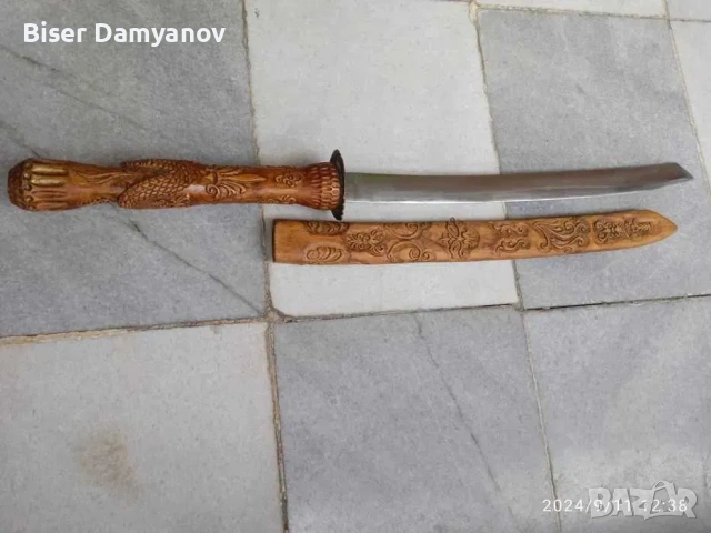 Сабя със ръчна дърворезба и уникална ножница. Уникат., снимка 5 - Други ценни предмети - 54230470