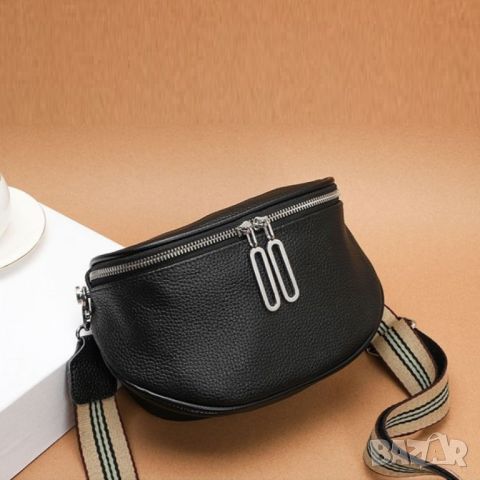 Малка чанта от естествена кожа Black 1223, снимка 6 - Чанти - 45352749