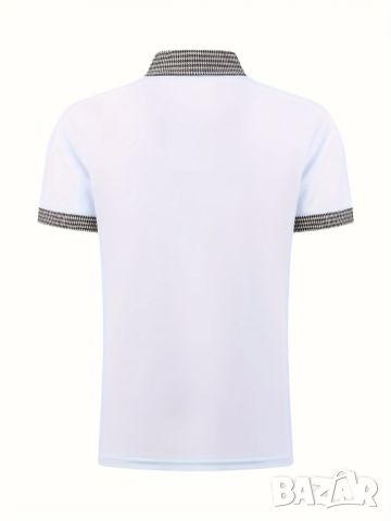 Мъжка ежедневна карирана риза с ревер,4 копчета,винтидж стил и къс ръкав, снимка 5 - Тениски - 45638201