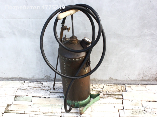 Винтидж, стара градинска пръскачка – индустриален steampunk декор, метал, снимка 6 - Други - 53948472