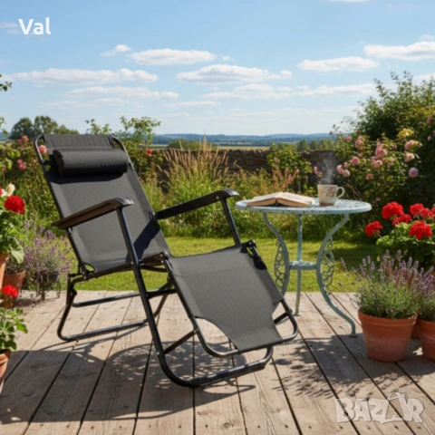 Сгъваем шезлонг с възглавница - стилен и функционален, снимка 9 - Градински мебели, декорация  - 53842925