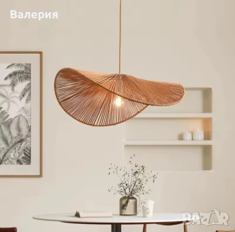 Ръчно плетена висяща лампа от коноп