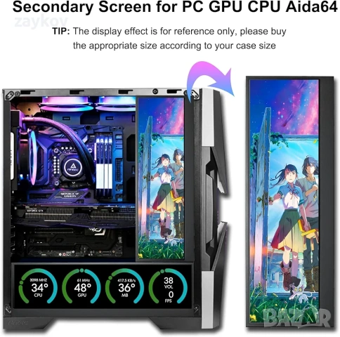 14-инчов 4K UHD IPS 3840 x 1100 сензорен монитор с разтеглен панел за Windows, снимка 4 - Монитори - 54032560