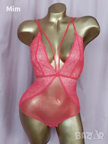 М Червено,еластично дантелено боди, снимка 3 - Бельо - 54061612