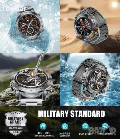 Смарт часовник SIEMORL за мъже, 1,45" HD AMOLED дисплей, приемане/осъществяване на повиквания, IP68, снимка 6 - Смарт часовници - 49710355