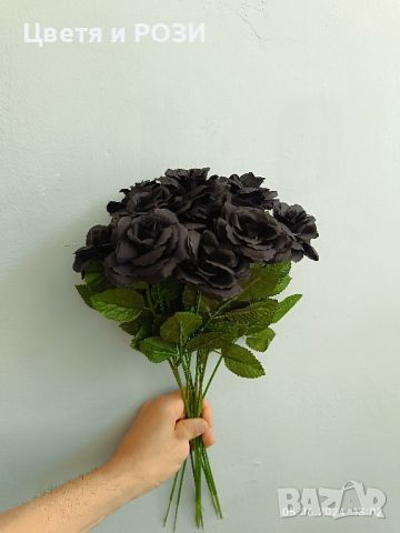 Изкуствени черни рози, снимка 4 - Изкуствени цветя - 36365472