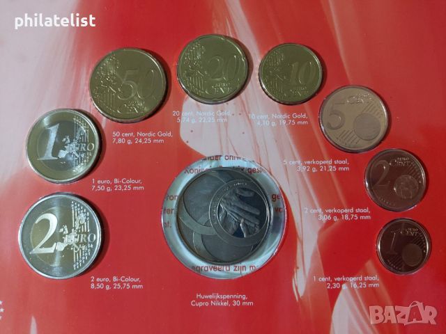 Нидерландия 2005 - Комплектен банков евро сет от 1 цент до 2 евро + медал, снимка 2 - Нумизматика и бонистика - 45607398