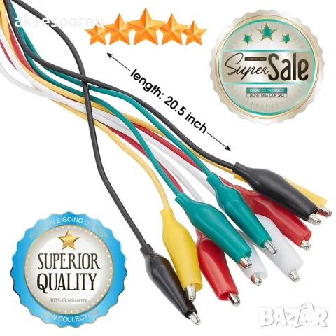 1 комплект 10 бр. електрически проводници със двустранни щипки тип крокодил тестови кабели с държачи, снимка 9 - Друга електроника - 50233919