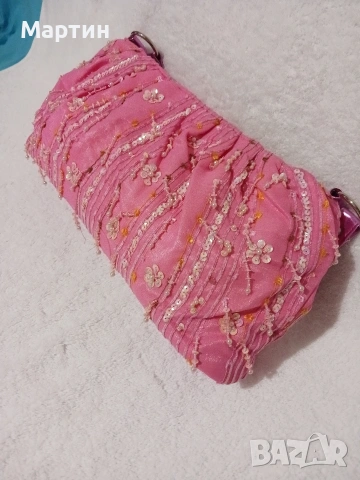 Розова чанта с паети, снимка 3 - Чанти - 53660950