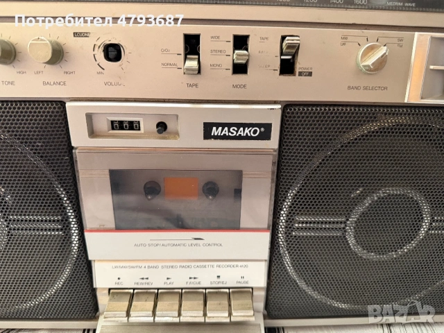 Радиокасетофон Masako, снимка 4 - Радиокасетофони, транзистори - 54165625