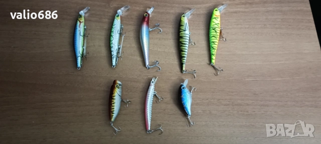 8 броя воблери за морски и сладководен риболов+ влакно shimano