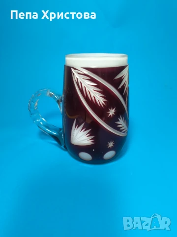 Халба от бохемски двуслоен кристалин, снимка 4 - Чаши - 51078695