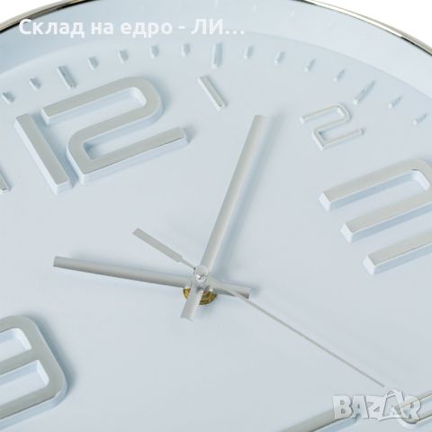 Стенен часовник Liberta, ПВЦ, Сребрист, Бял, 30см, снимка 2 - Стенни часовници - 45701418