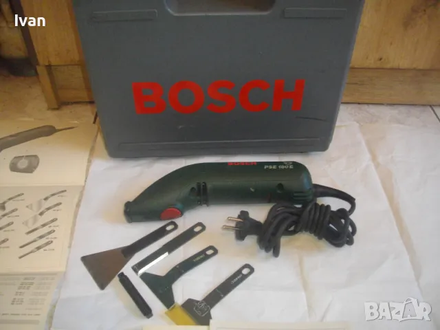 Швейцарско Електрическо ДЛЕТО ШАБЪР BOSCH PSE 180E Made in SWITZERLAND с 4 Приставки Оригинално БОШ, снимка 1 - Други инструменти - 47402347