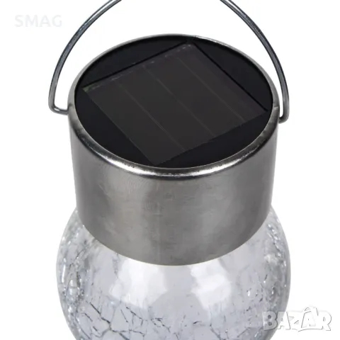 Соларна висяща стъклена лампа сребърна 6см S_1176810, снимка 4 - Соларни лампи - 49909497