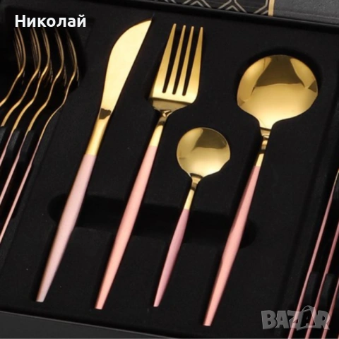 Комплект прибори за хранене от 24 части с луксозен дизайн и магнитна кутия, снимка 6 - Прибори за хранене, готвене и сервиране - 53115540