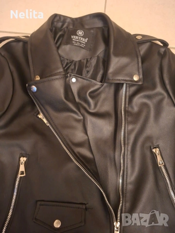 Дамско кожено яке - размер L, снимка 6 - Якета - 54210747