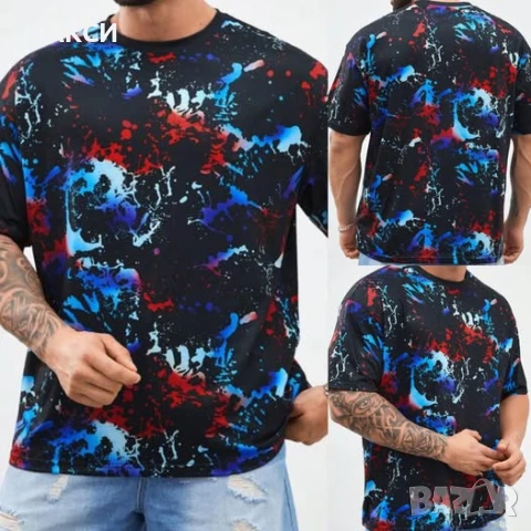 Стилна еластична мъжка тениска в модерен десен