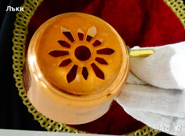 Медна цедка за чай,чиста мед. , снимка 4 - Антикварни и старинни предмети - 54058493