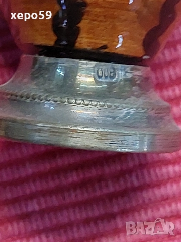 Много рядък авторски керамичен сет със сребърен обков/кана за ракия+ шест чаши,сребро проба 800, снимка 11 - Аксесоари за кухня - 52315971