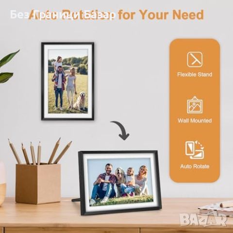 Нова WiFi дигитална фоторамка 10.1 инча 16GB сензорен екран, автоворот, снимка 6 - Друга електроника - 46493515